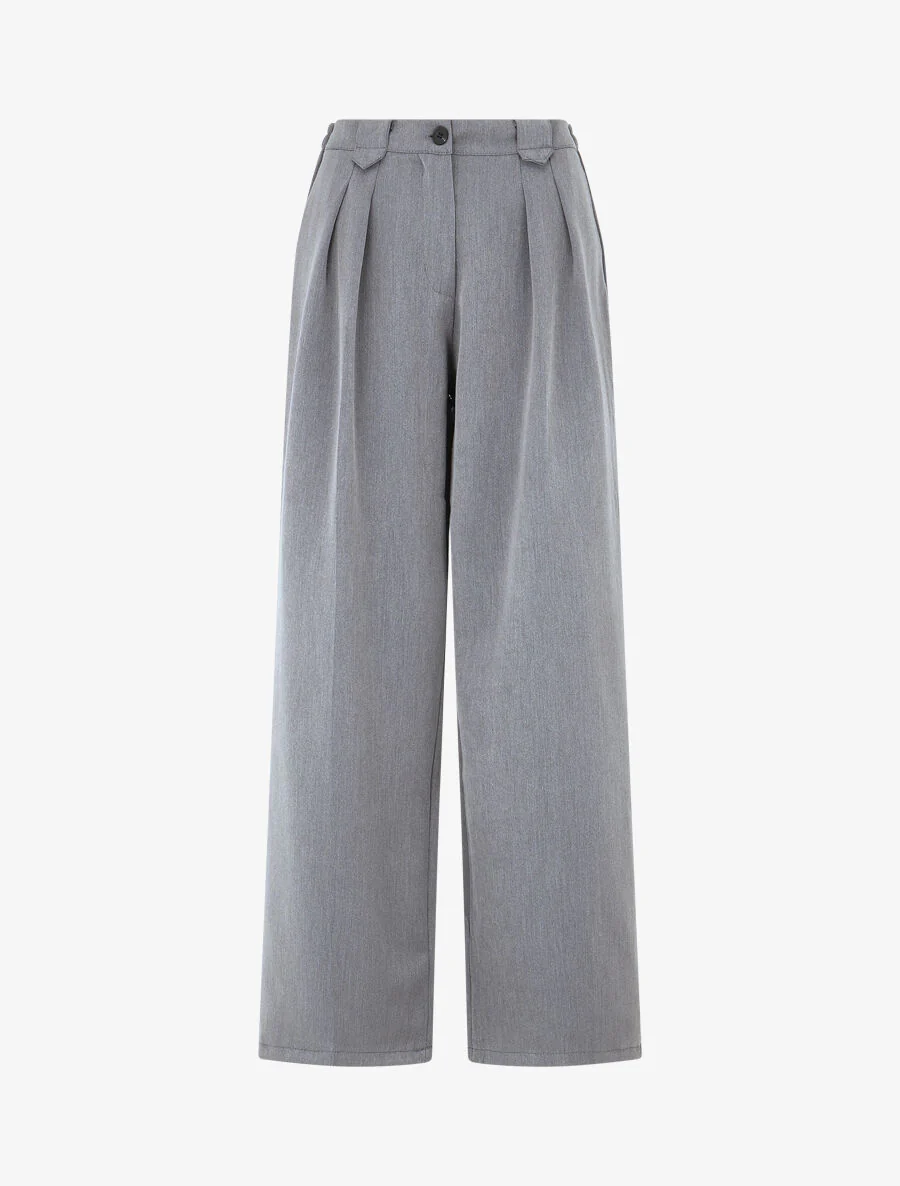 Wijde broek met elastische tailleband - grijs