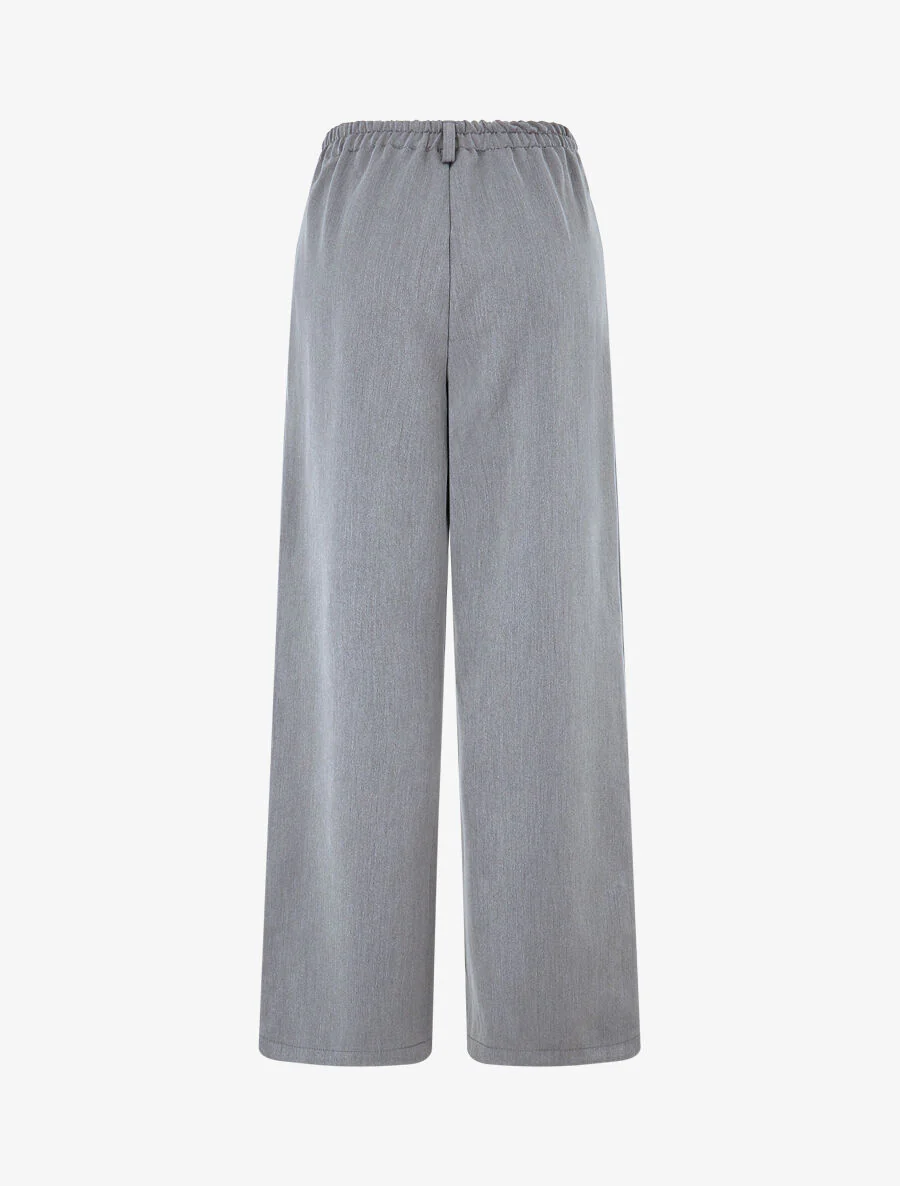 Wijde broek met elastische tailleband - grijs - Image 2