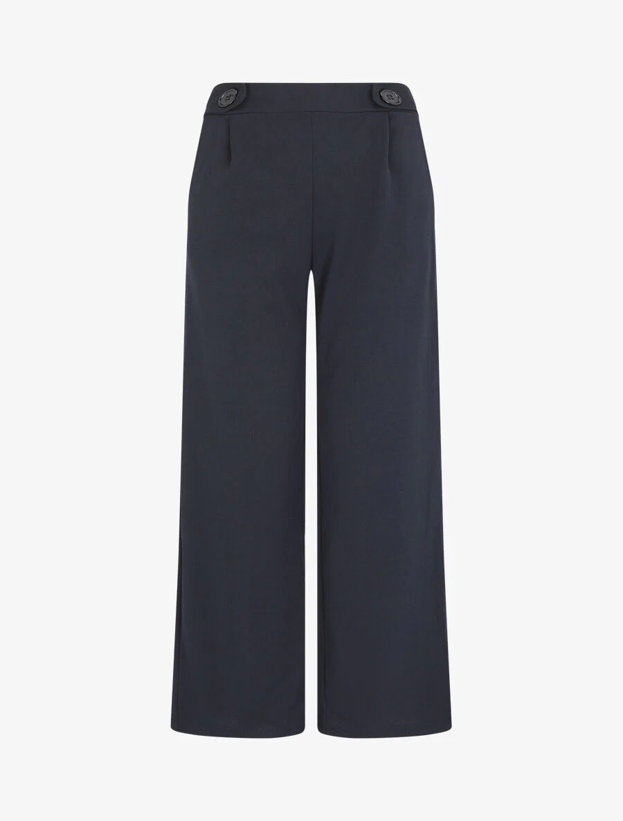 Wijde broek met elastische tailleband - Marineblauw