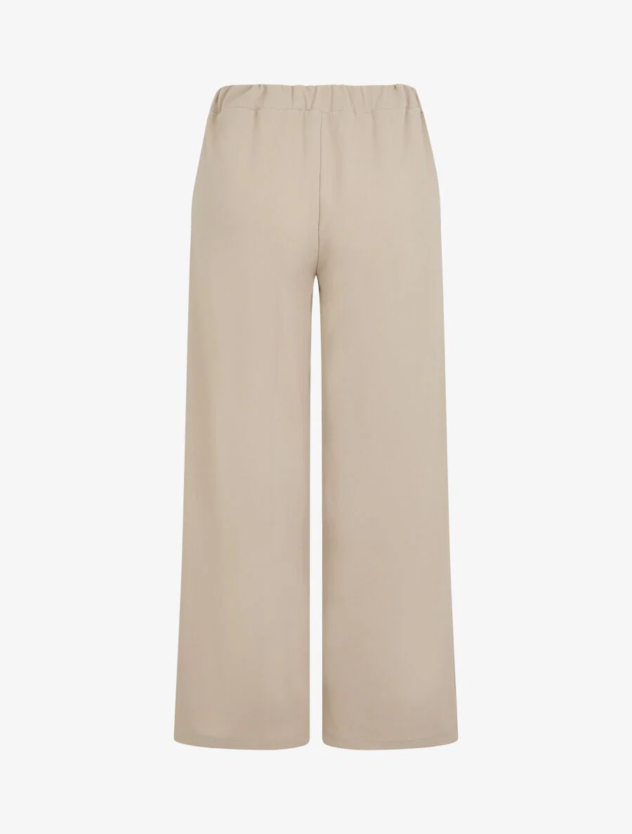 Wijde broek met elastische tailleband - Beige - Image 2
