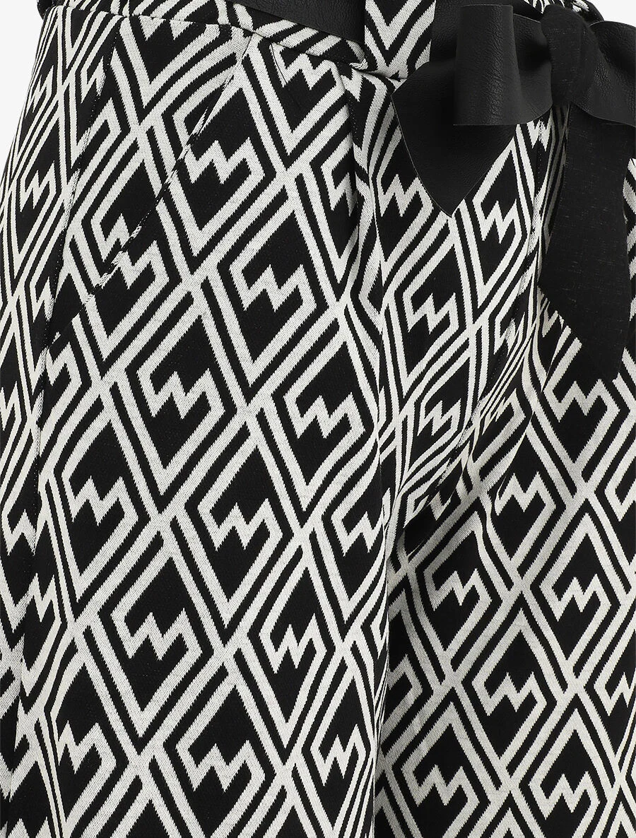 Wijde broek met grafische print - Zwart - Image 3