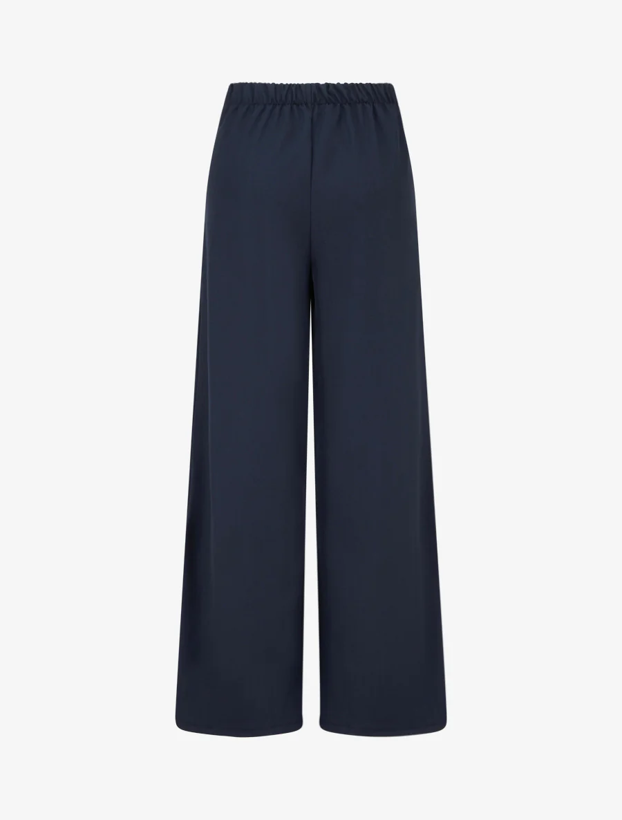 Wijde broek met hoge taille en fantasiegesp. - Marine - Image 2