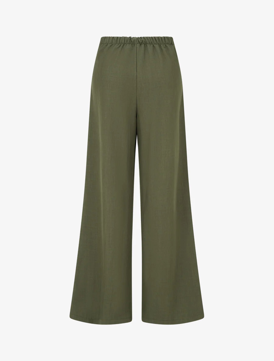 Wijde broek met hoge taille en fantasiegesp. - Kaki - Image 2