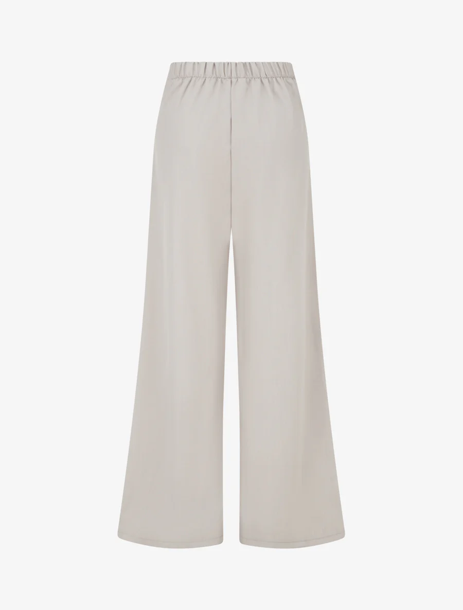 Wijde broek met hoge taille en fantasiegesp. - Beige - Image 2