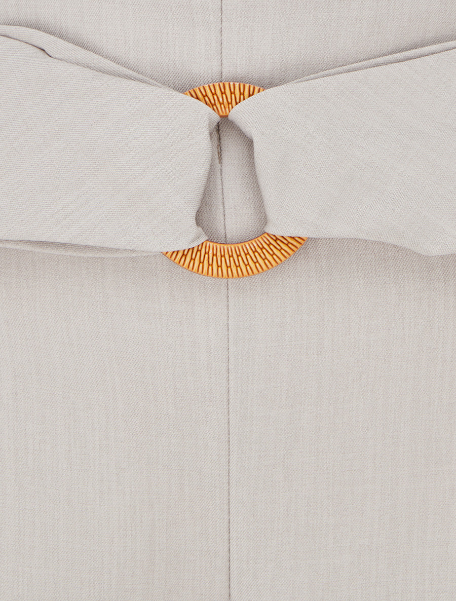 Wijde broek met hoge taille en fantasiegesp. - Beige - Image 3