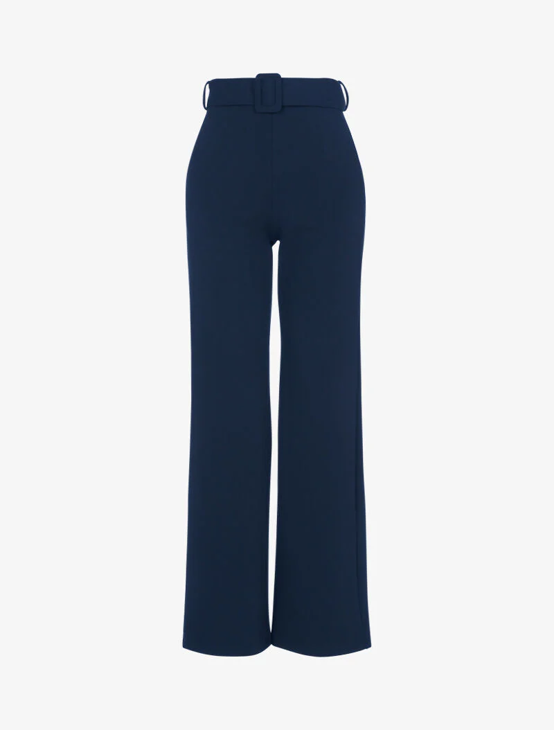 Effen wijde broek - marineblauw