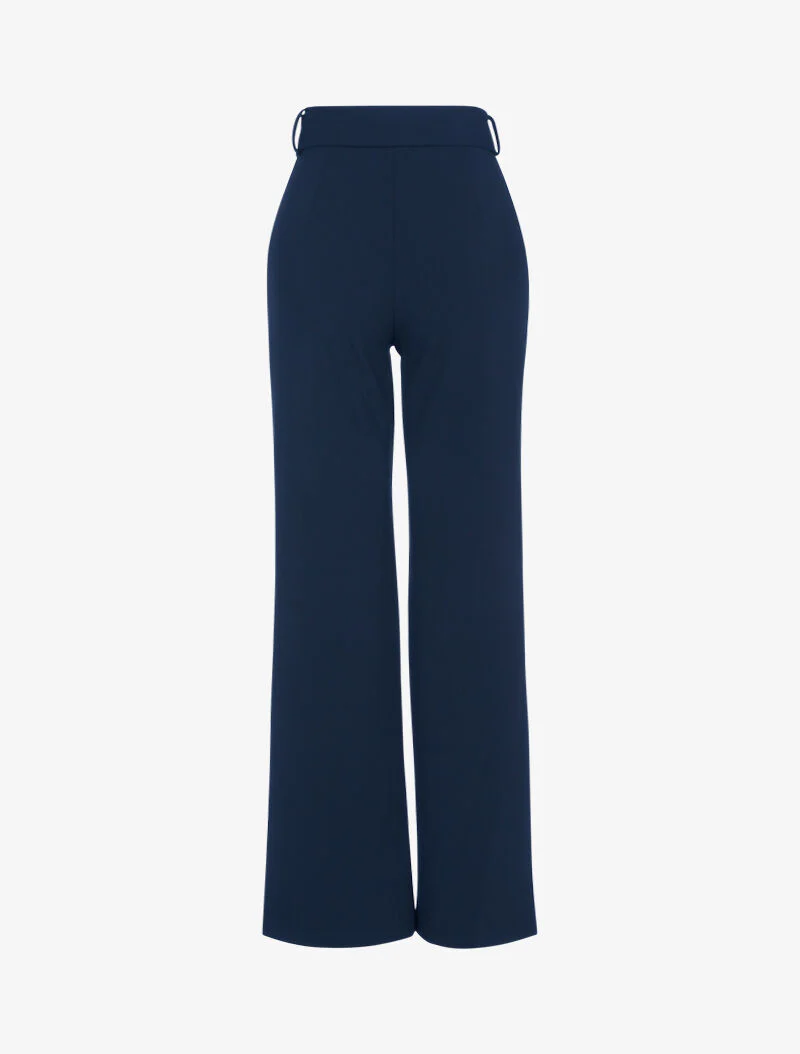 Effen wijde broek - marineblauw - Image 2