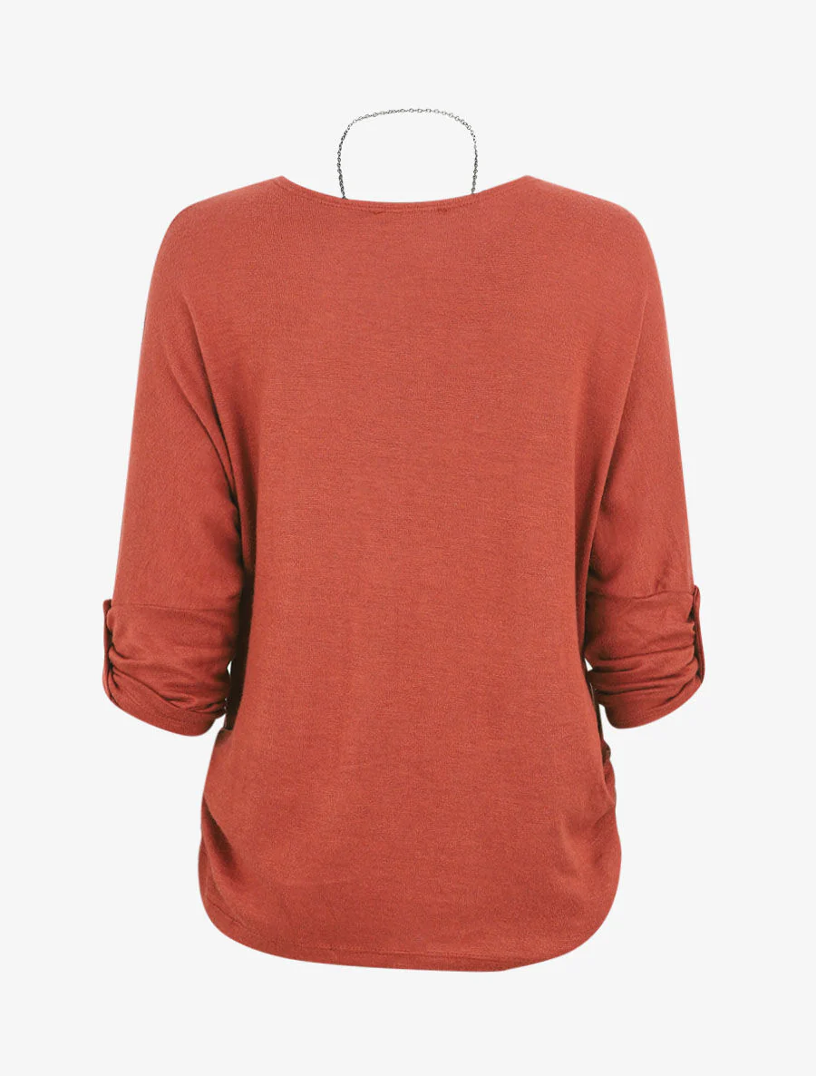 Effen trui met ketting - Roest - Image 2