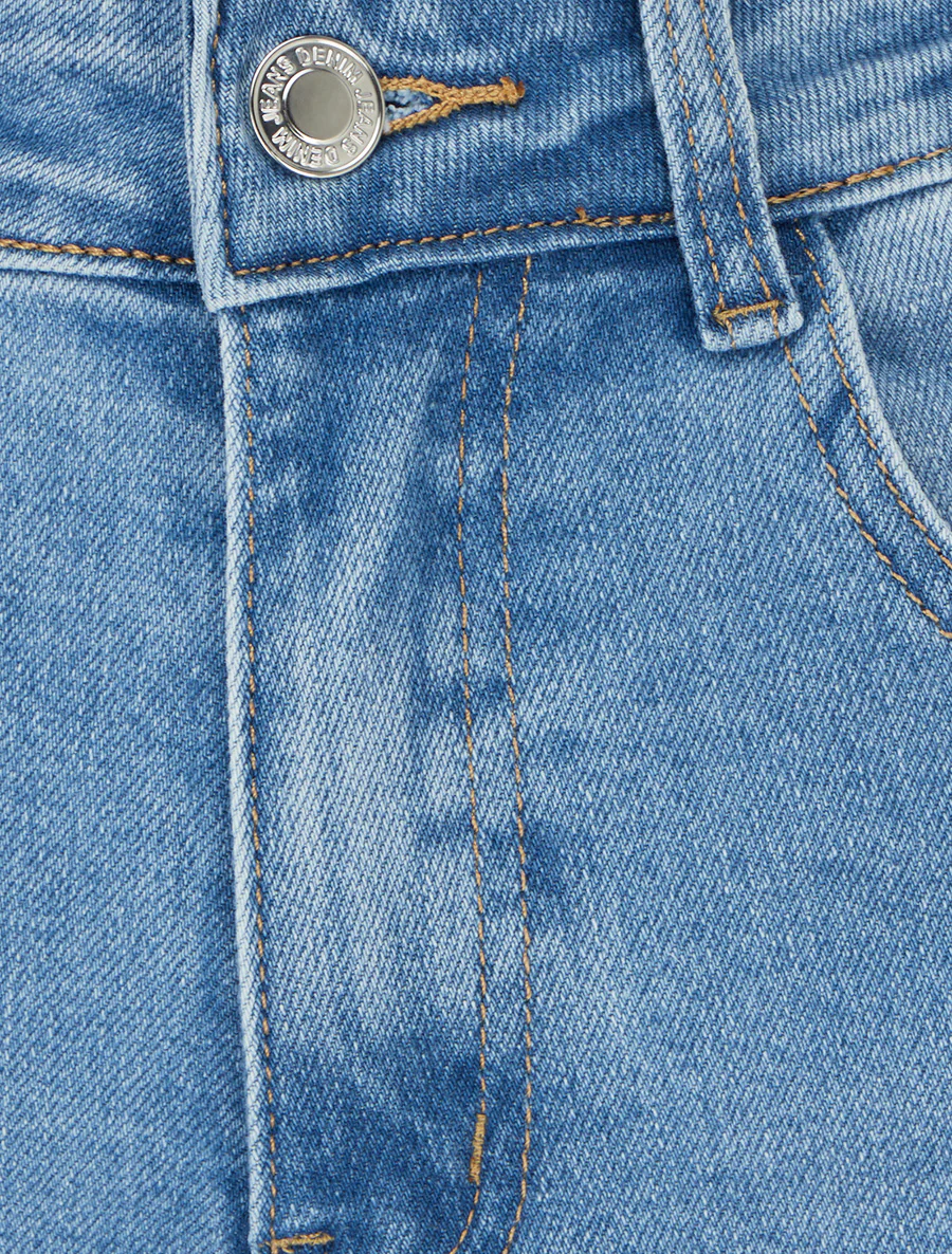Wijde jeans capri broek. - Blauw - Image 3