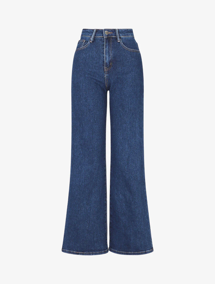 Wijde jeans in recht model - blauw