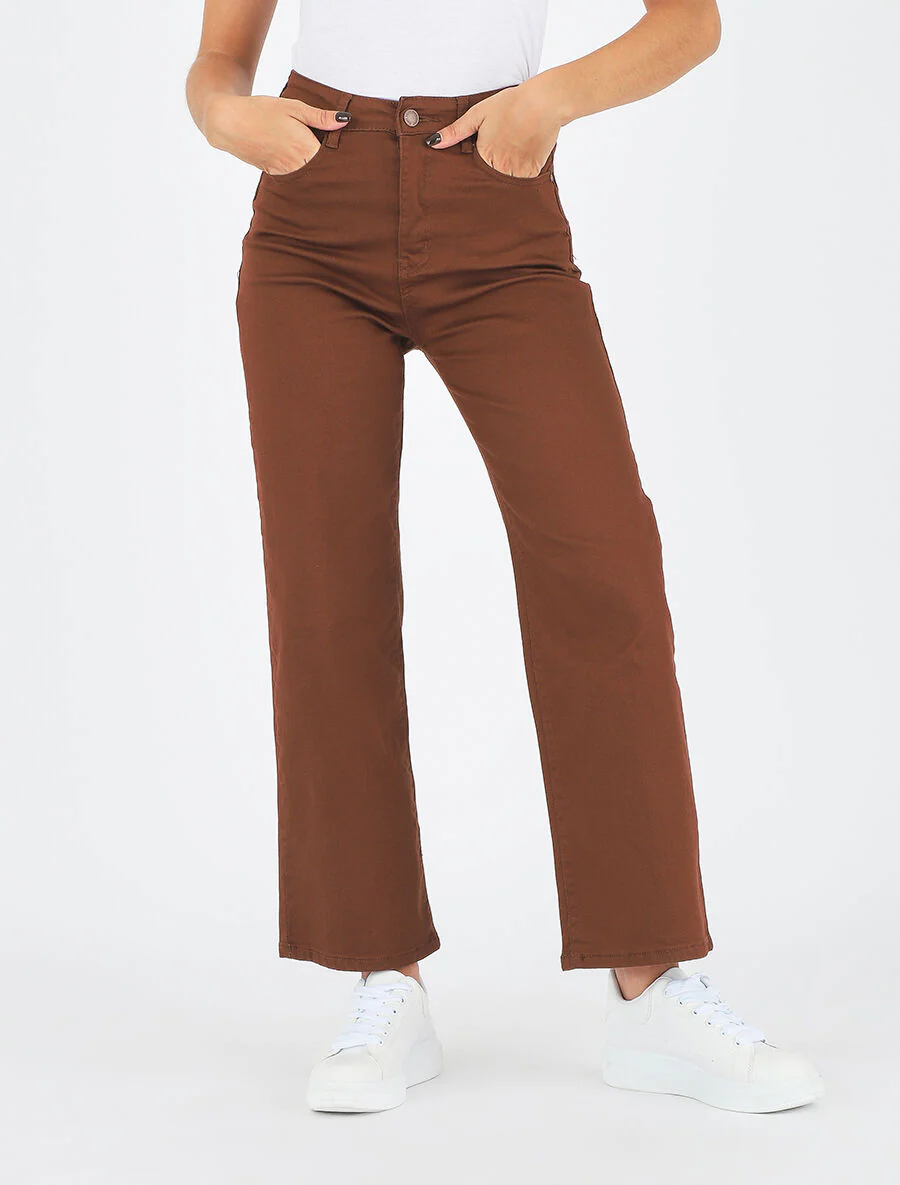 Wijde rechte jeans - Bruin - Image 4
