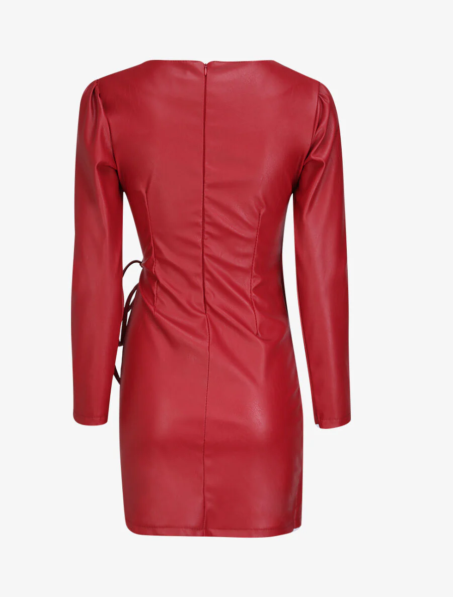 Wikkeljurk in imitatieleer - Rood - Image 2