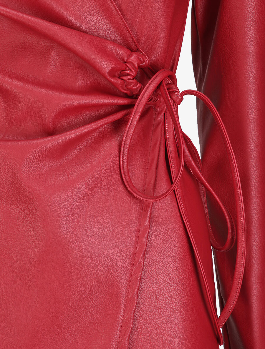 Wikkeljurk in imitatieleer - Rood - Image 3