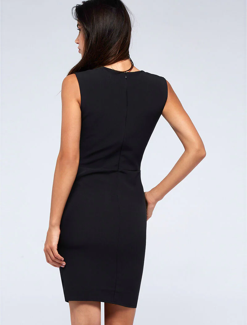 Wikkeljurk met gerimpelde taille - zwart - Image 2