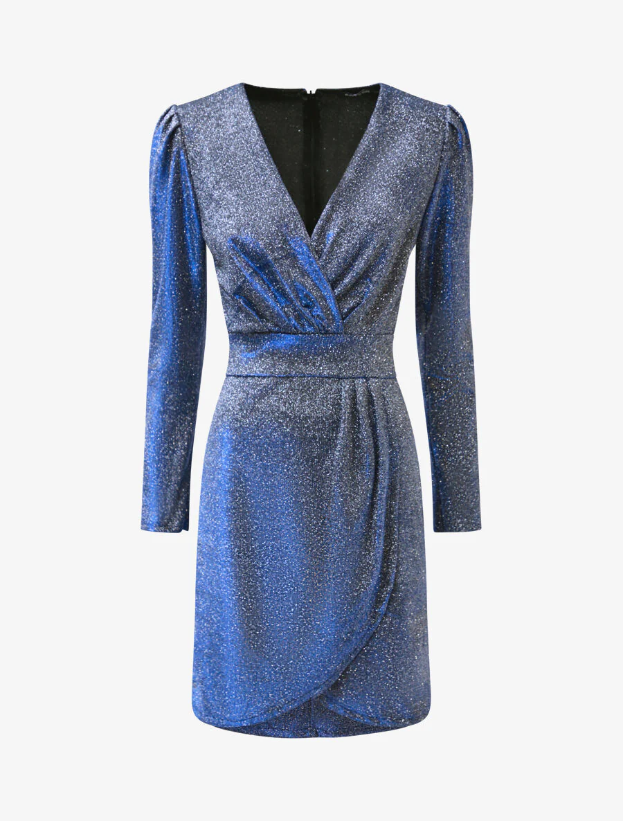 Wikkeljurk met pailletten - Blauw