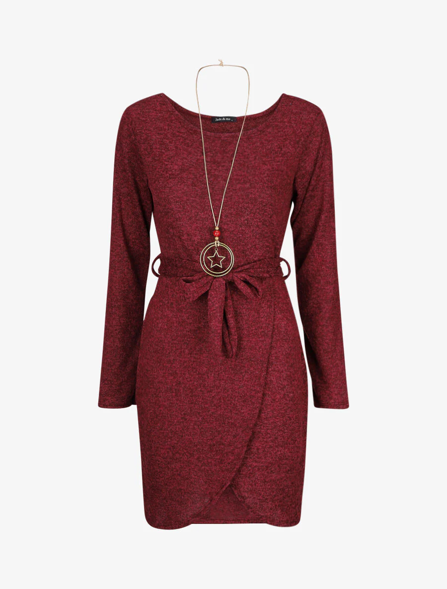 Wikkelstijl trui jurk - Bordeaux