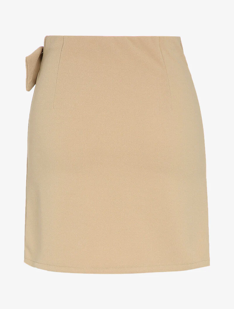 Omslagrok met vierkante gesp - Beige - Image 2