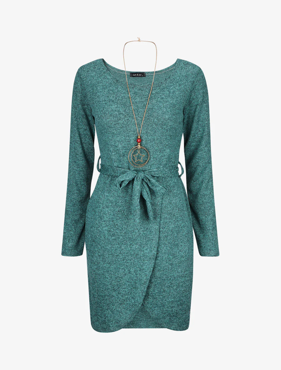 Wikkelstijl trui jurk - Groen