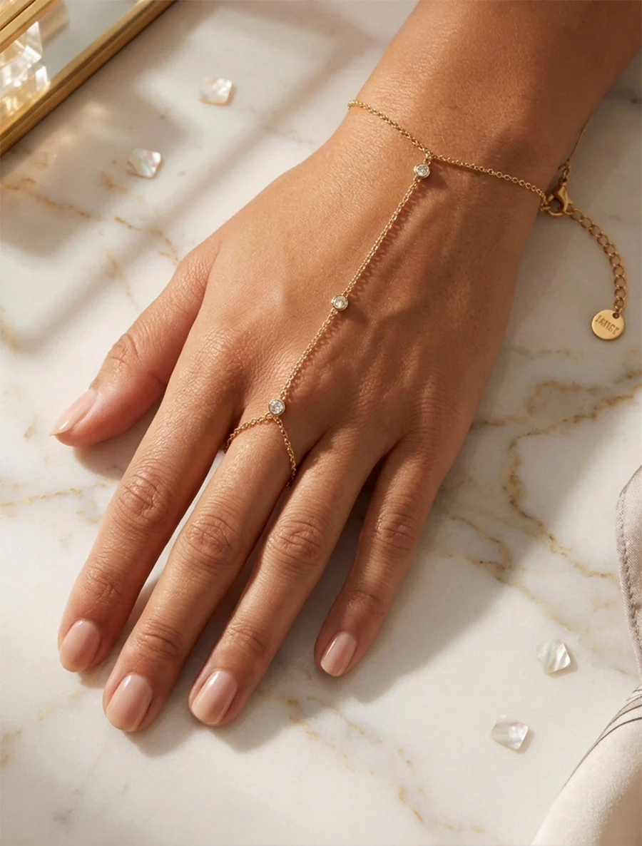 Witte zirkonia handketting - Goud