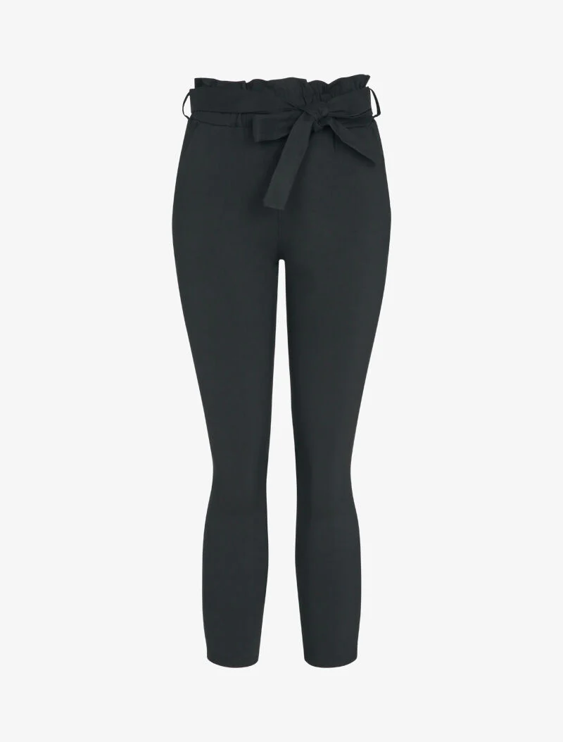 Wortelbroek met elastische en geplooide taille - Zwart