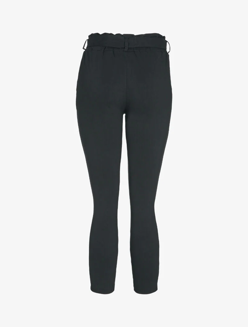 Wortelbroek met elastische en geplooide taille - Zwart - Image 2