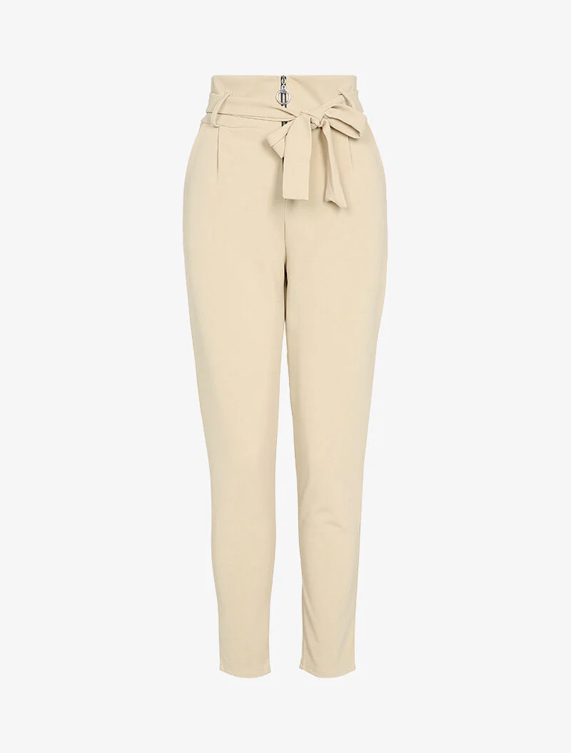Empire taille rits wortelbroek - Beige