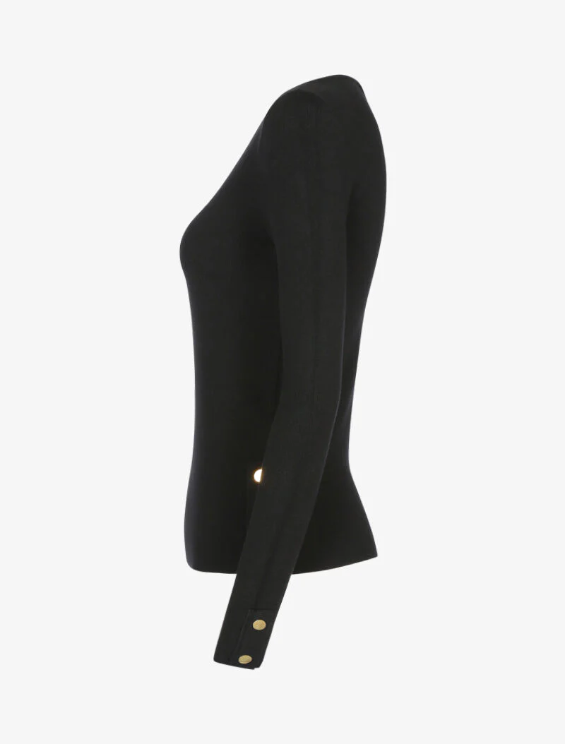 Zachte trui met knoopdetails - zwart - Image 3