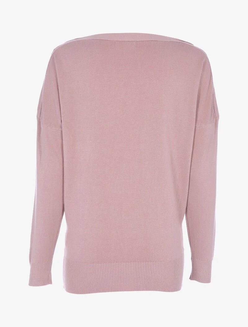 Zachte trui met ritsen op de schouders - roze - Image 2