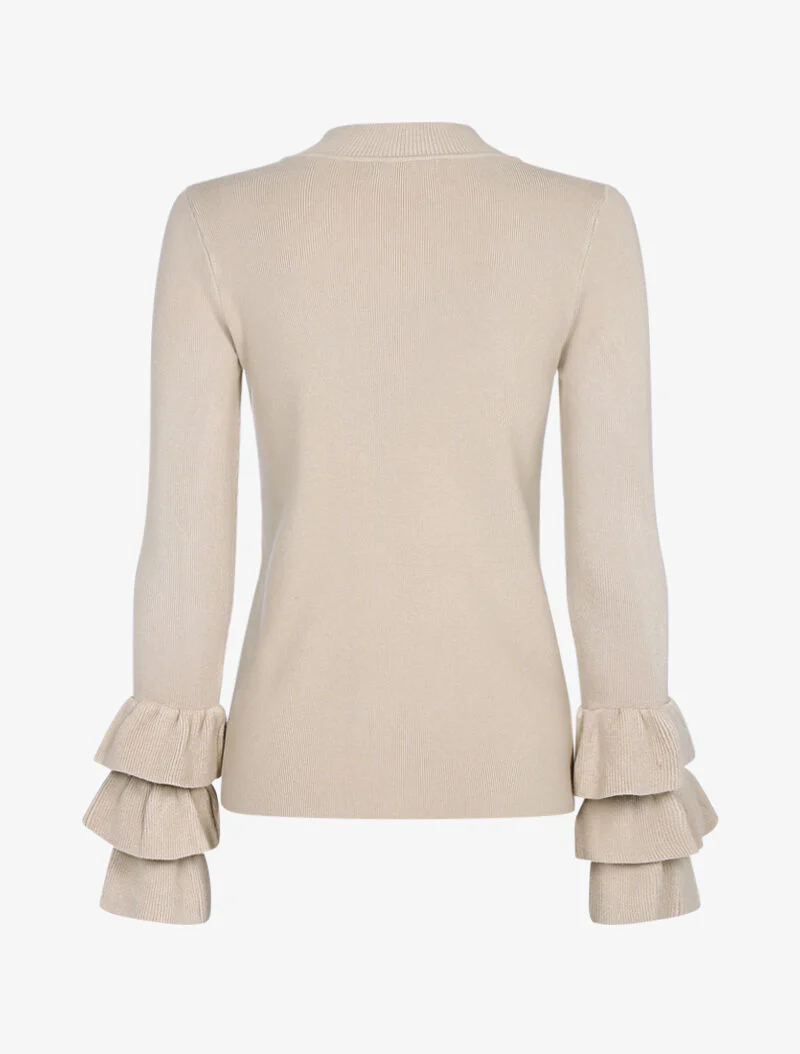 Zachte trui met ruches mouwen - beige - Image 2
