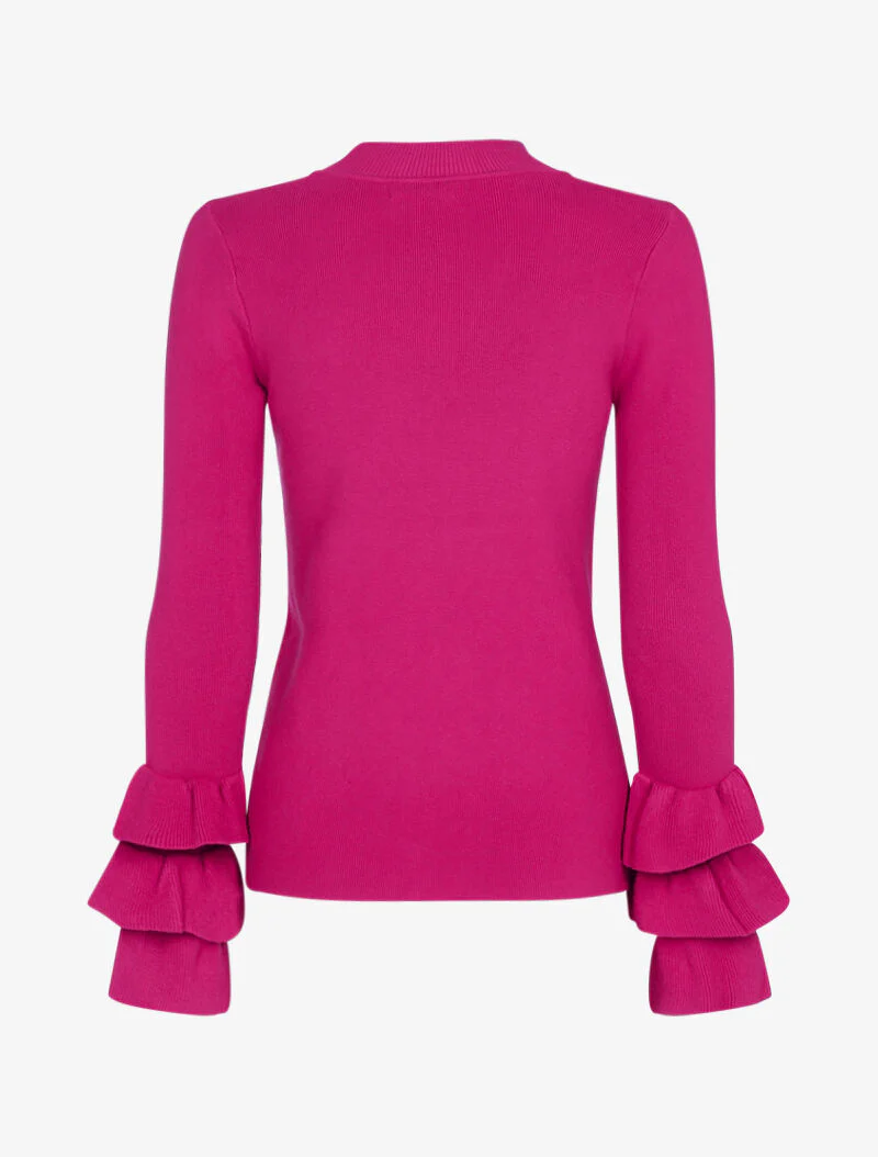 Zachte trui met ruches mouwen - fuchsia - Image 2