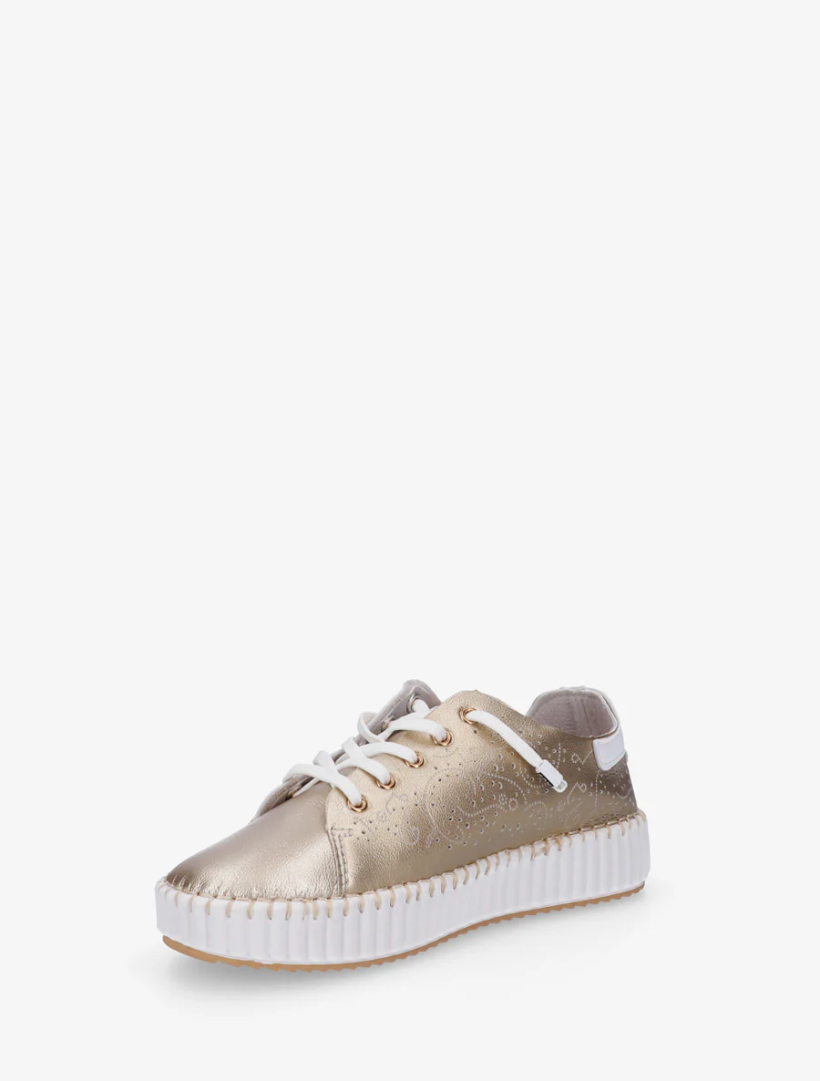 Zachte sneakers met opengewerkte patronen - Goud - Image 3
