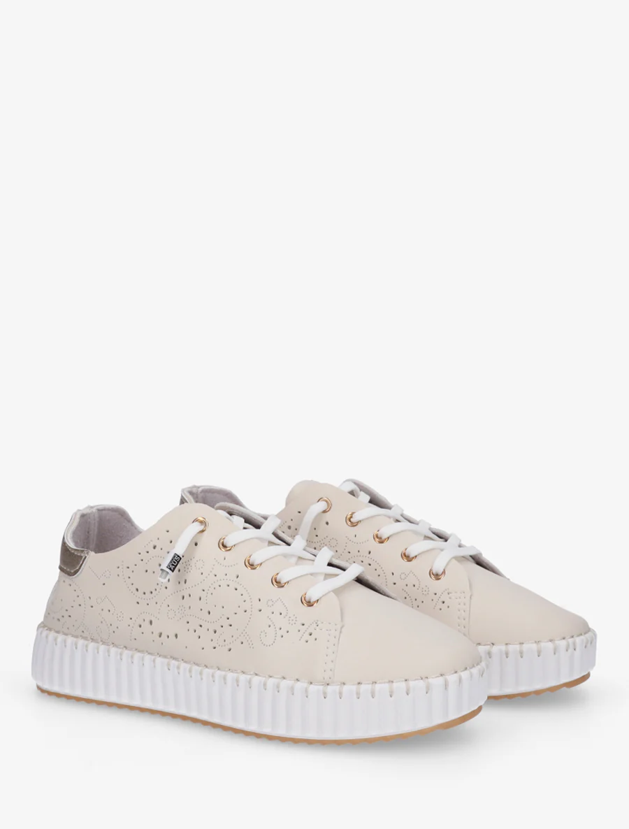 Zachte sneakers met opengewerkte patronen - Beige - Image 4