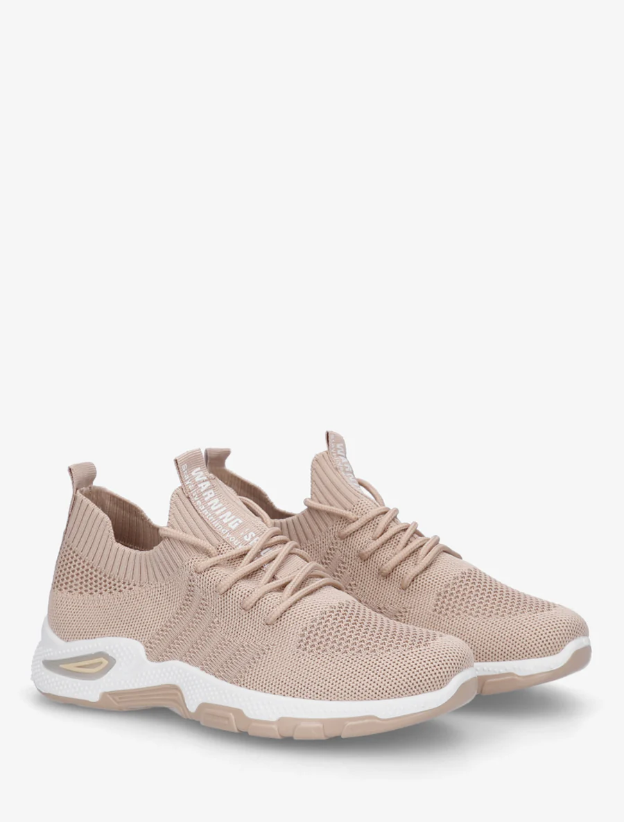 Zachte sneakers van mesh - Donker beige - Image 4