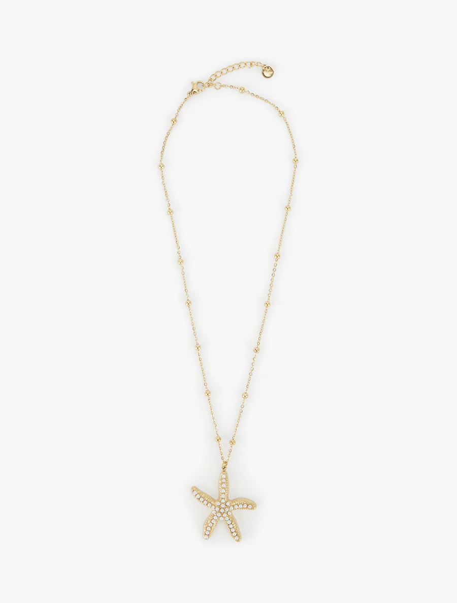 Zeester hanger ketting met parels - Goud - Image 2
