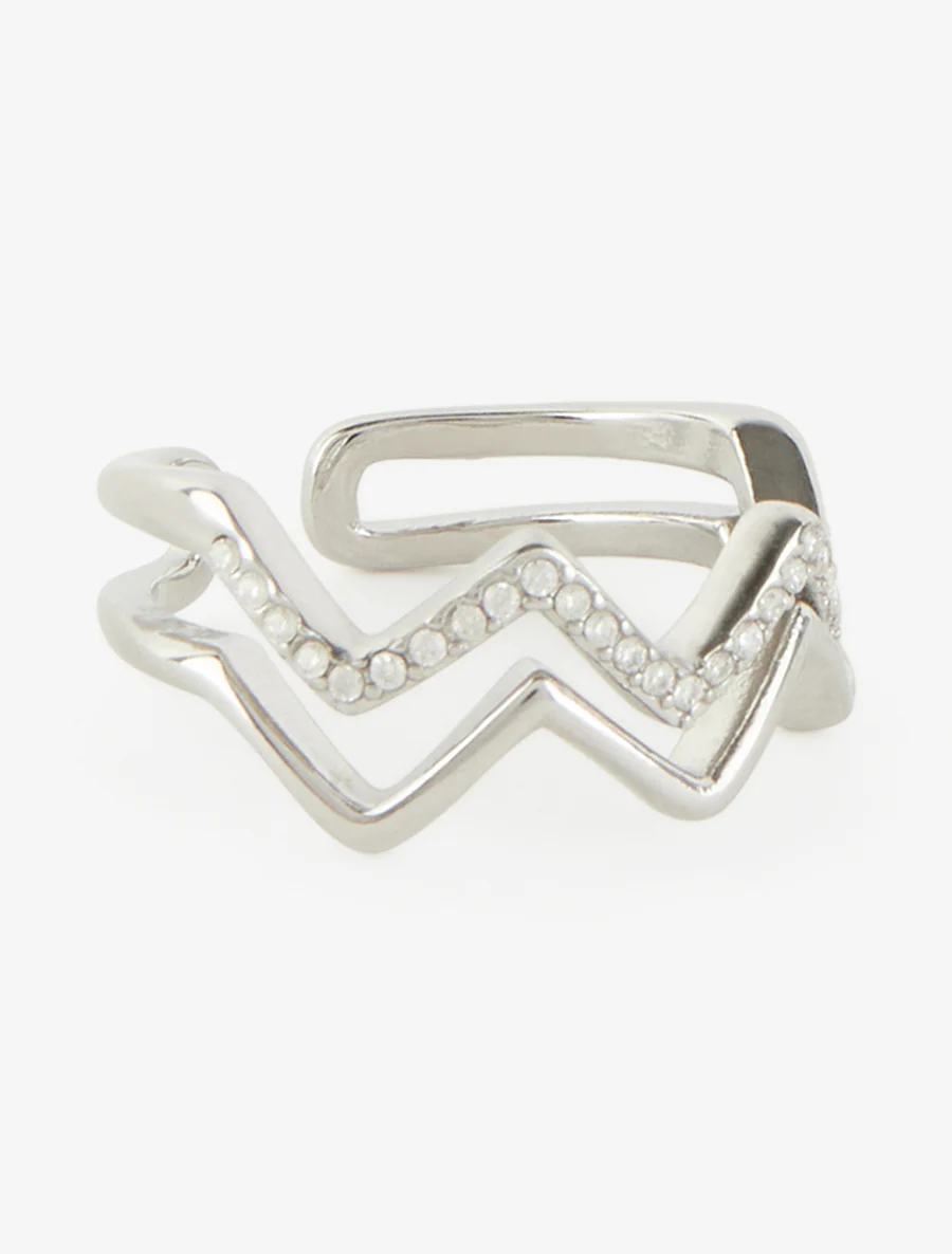 Zigzagring met strass. - Geld - Image 2