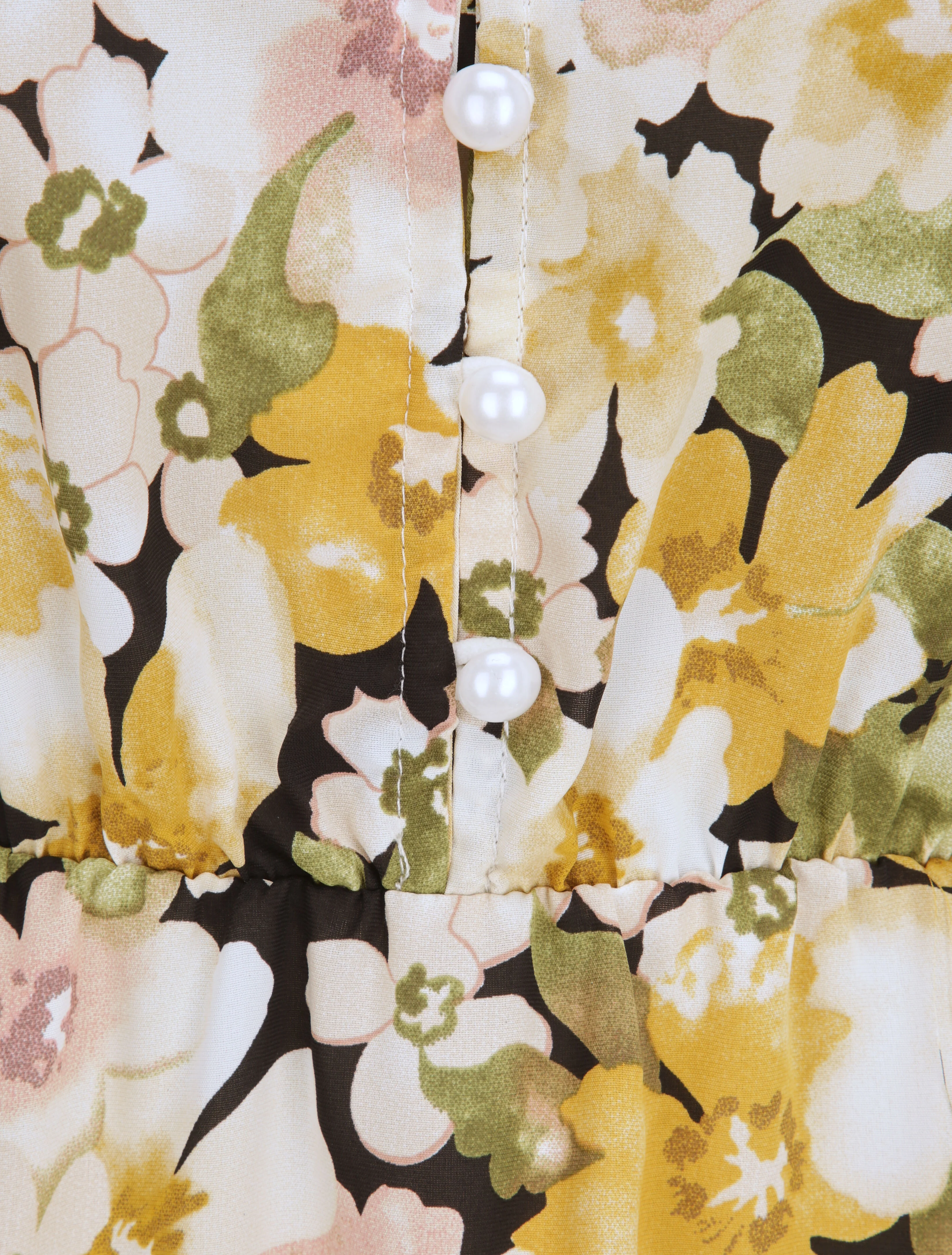 Zomerbloemenprint plooirok - Geel - Image 3