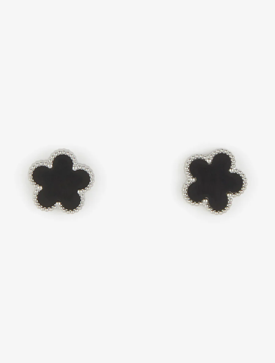 Zwarte emaille bloem oorstekers - Geld - Image 2